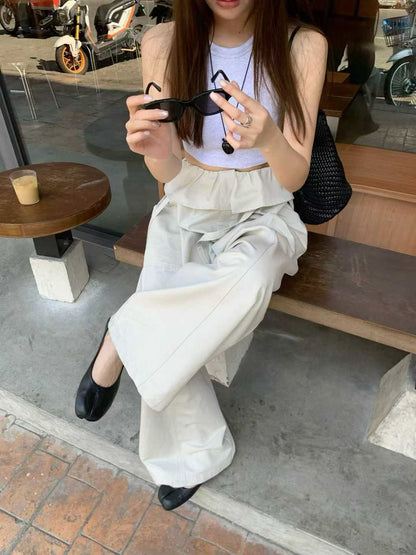 layered balloon pants （beige/black)