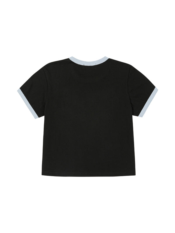 (韓國代購) LOSERSCLUB LSC STAR APPLIQUE CROP RINGER TEE WOMAN (BLACK/WHITE/GRAY)