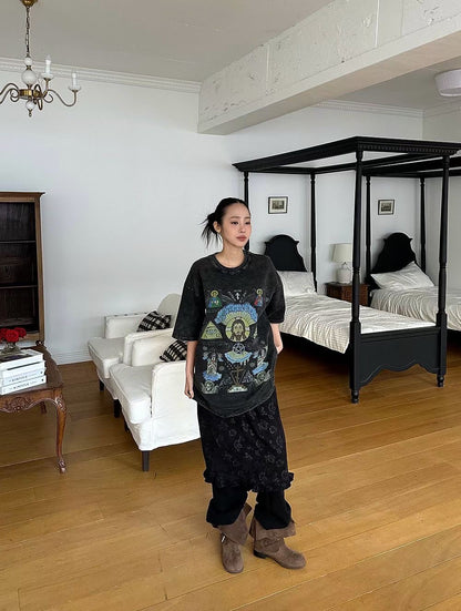 floral skirt(brown/black)