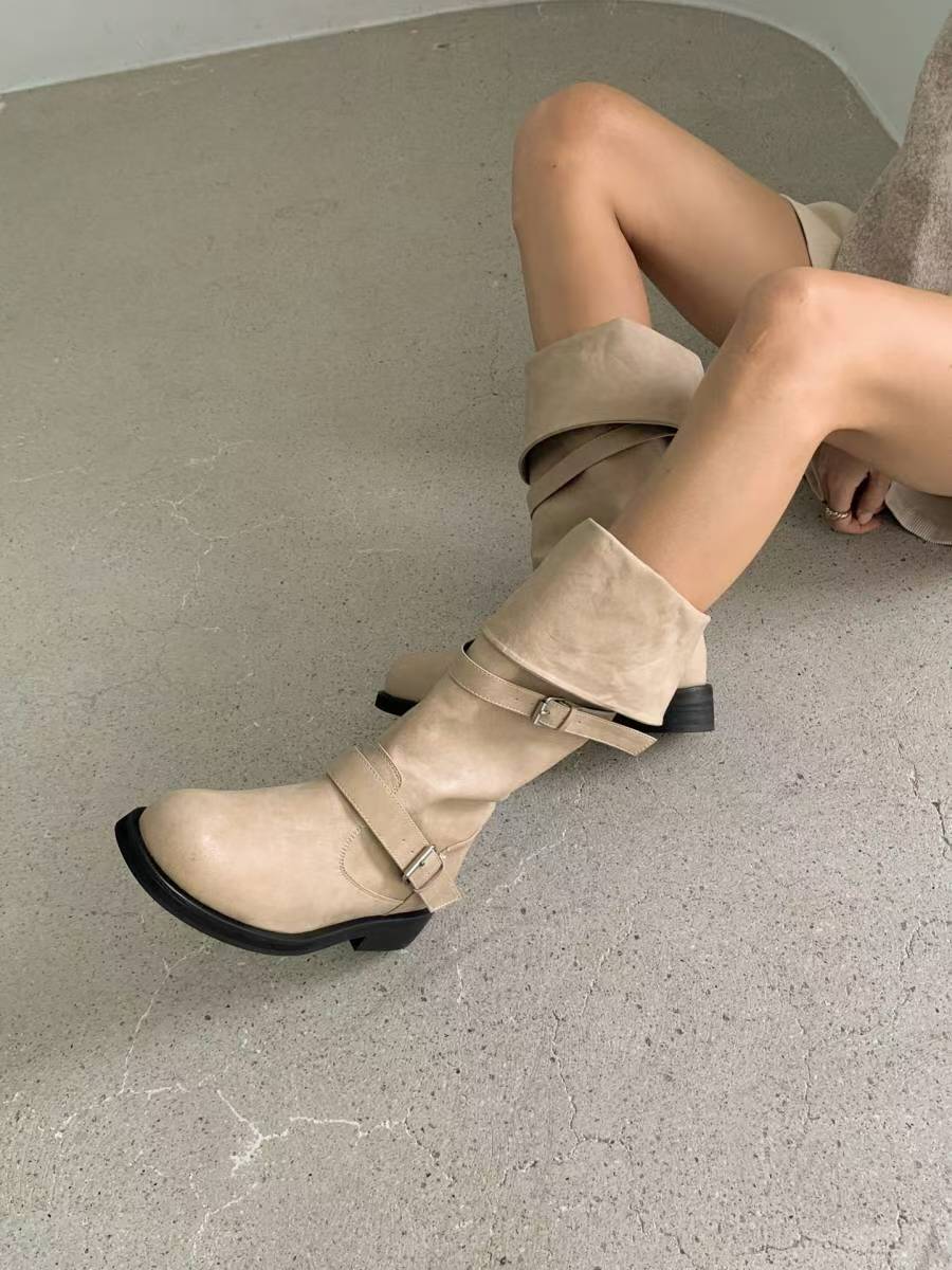 foldable buckle boots(black/brown/beige) (225-250)