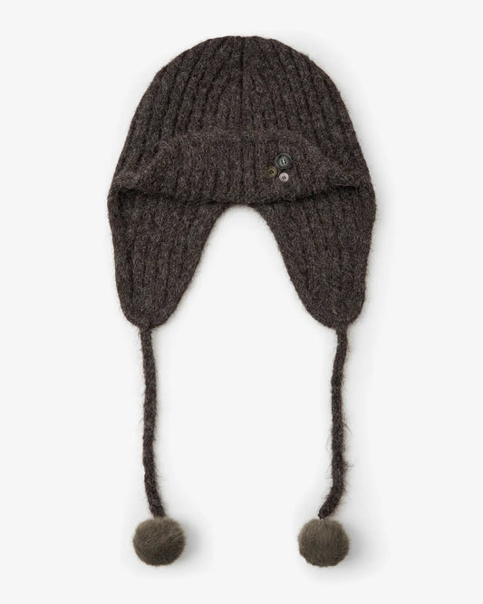 (韓國代購)AEAE BUTTON KNIT TROOPER BEANIE [DARK BROWN/BLACK/GREY] <Black Friday~25/11>