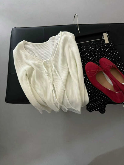 lace knit top(grey/ivory/black)