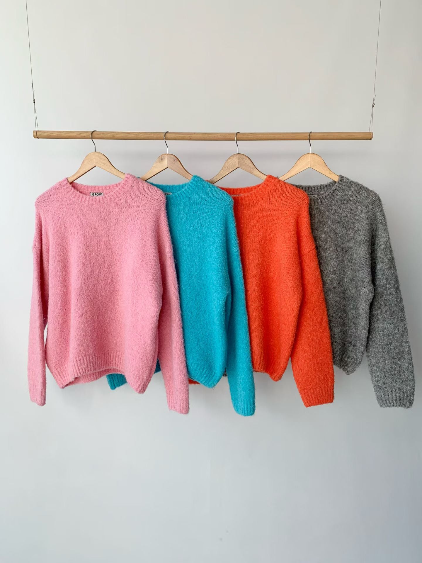 softy knit top (orange/sky blue/pink/grey)
