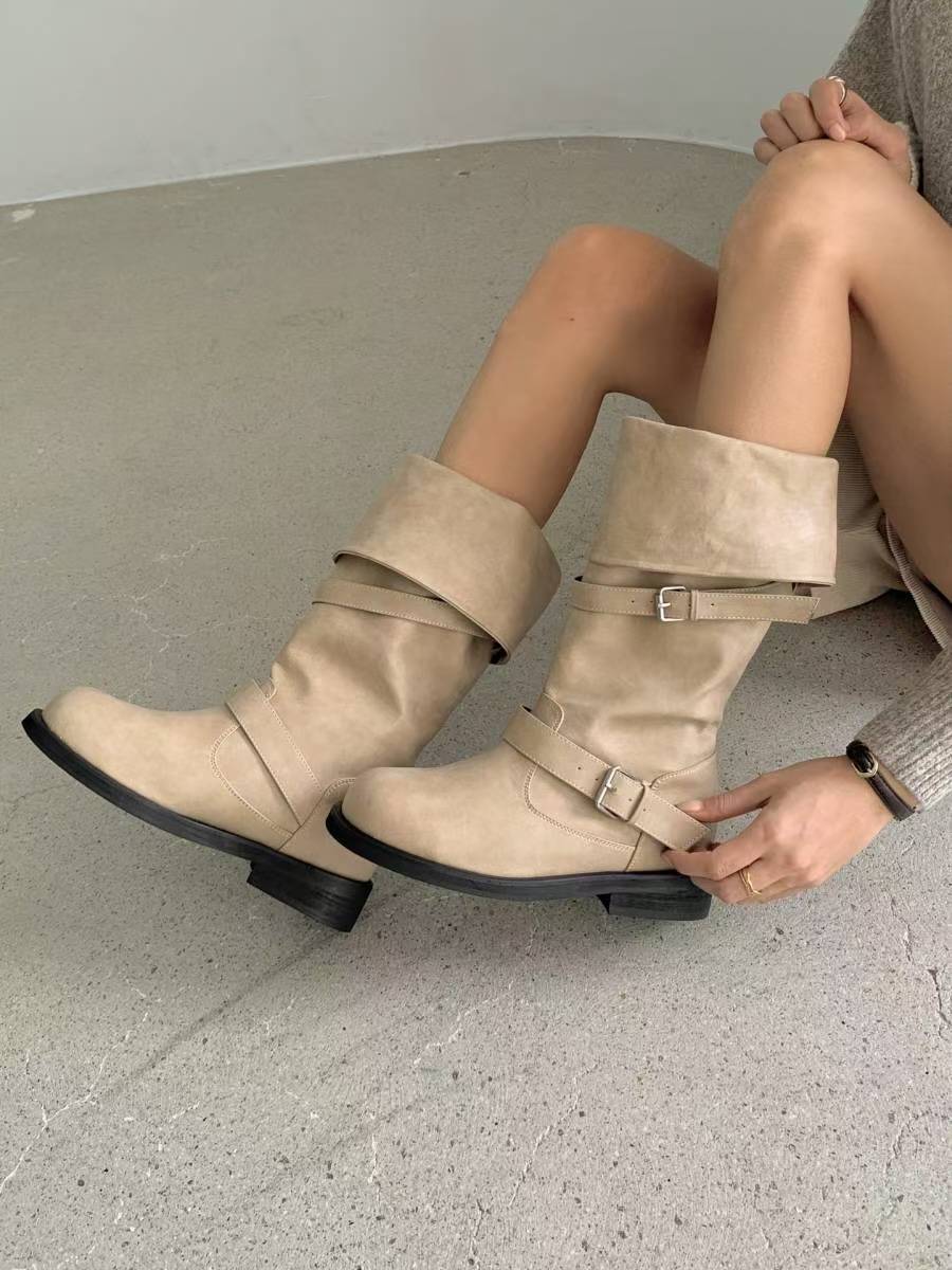 foldable buckle boots(black/brown/beige) (225-250)