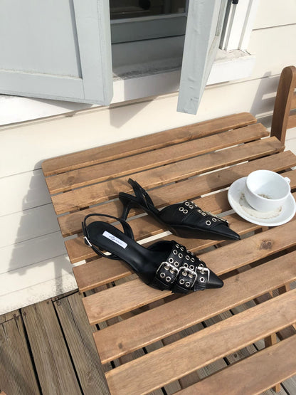 buckle heels(black/ivory)(230-250)