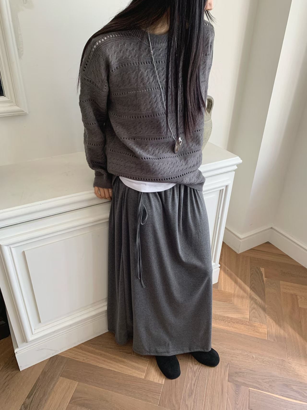 knit pullover with beanie (PRE-ORDER)