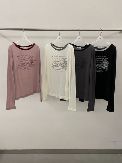 rose tee (ivory/black/charcoal/pink)