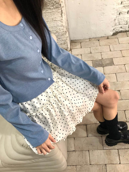 dots mini skirt(ivory/grey)