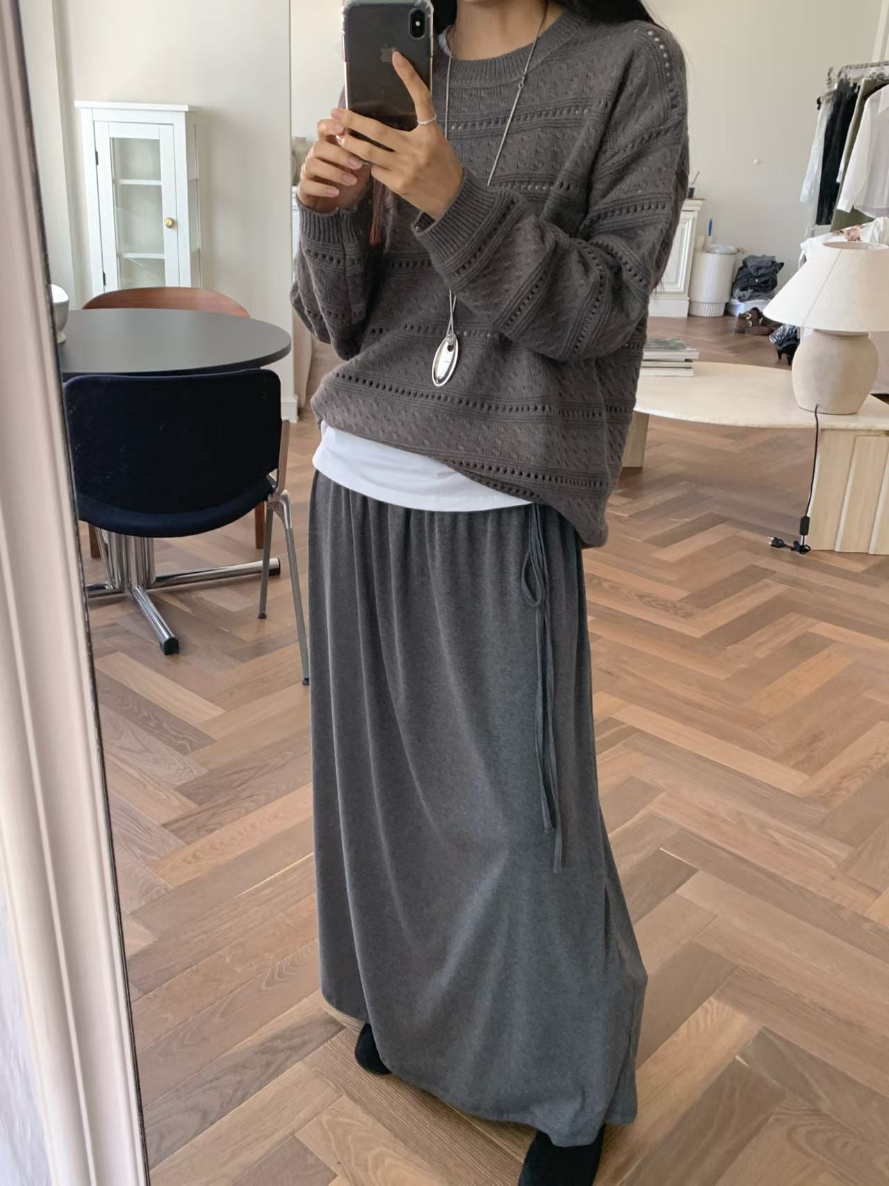 knit pullover with beanie (PRE-ORDER)