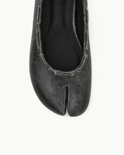 （韓國代購）PAES Leather String Flat ( Vintage Black）（225-260）