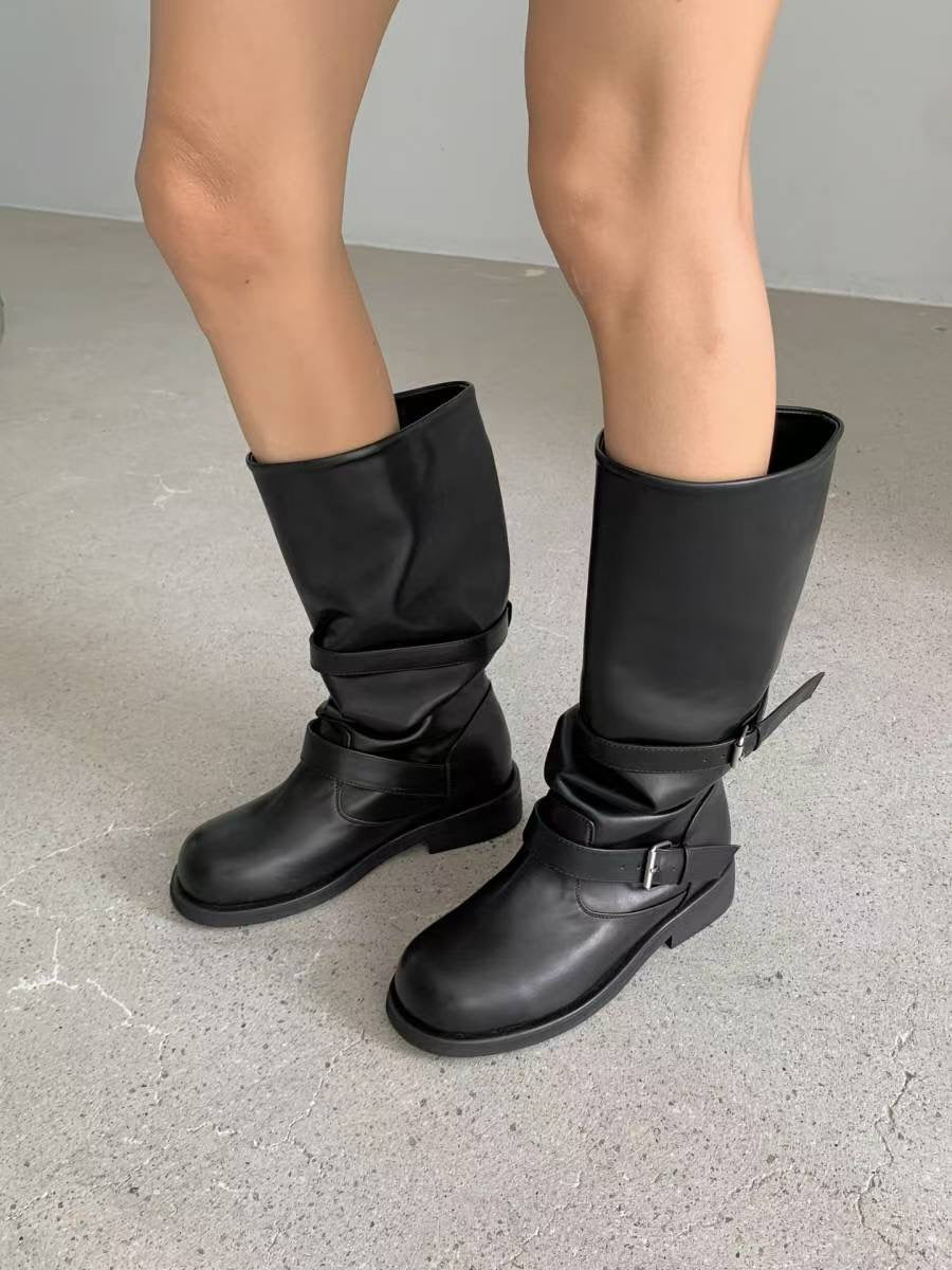 foldable buckle boots(black/brown/beige) (225-250)