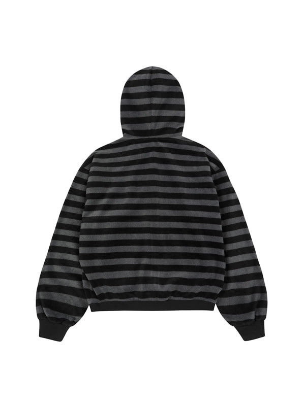 (韓國代購) LSC LOGO STRIPE FLEECE 2-WAY HOODIE ZIP-UP (BLACK)