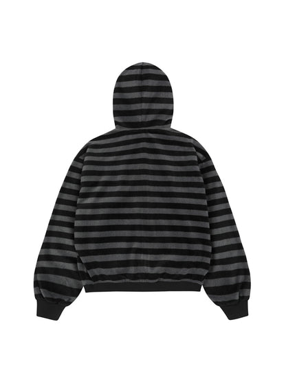 (韓國代購) LSC LOGO STRIPE FLEECE 2-WAY HOODIE ZIP-UP (BLACK)