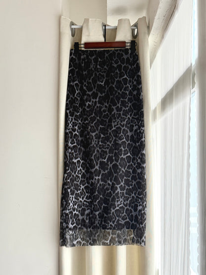 leopard sheer skirt(grey/brown)