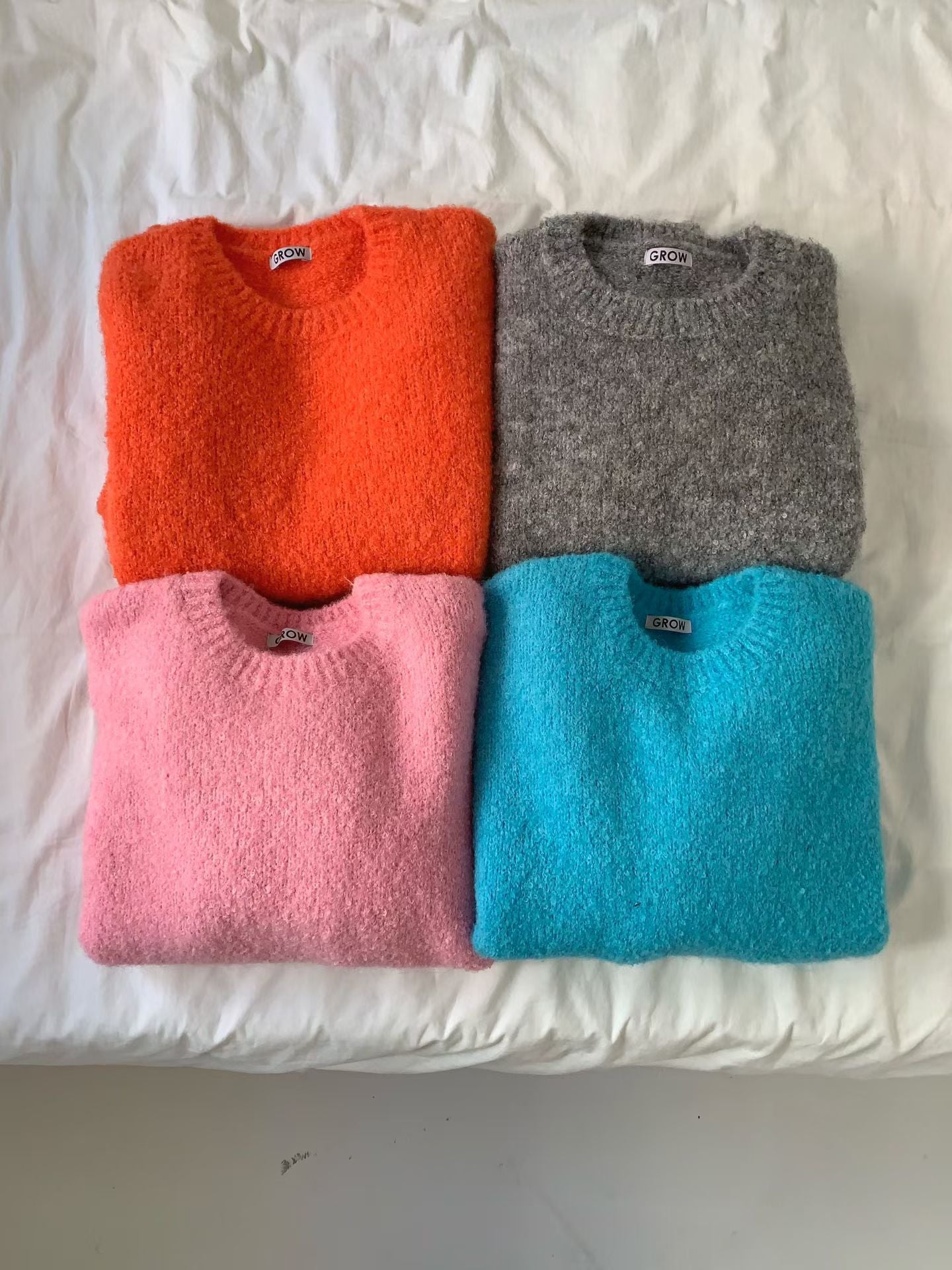 softy knit top (orange/sky blue/pink/grey)