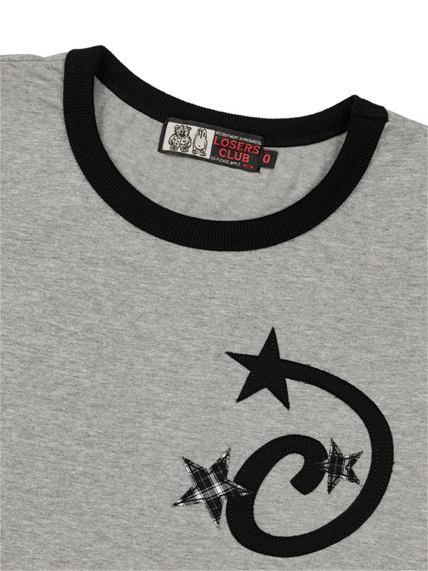 (韓國代購) LOSERSCLUB LSC STAR APPLIQUE CROP RINGER TEE WOMAN (BLACK/WHITE/GRAY)