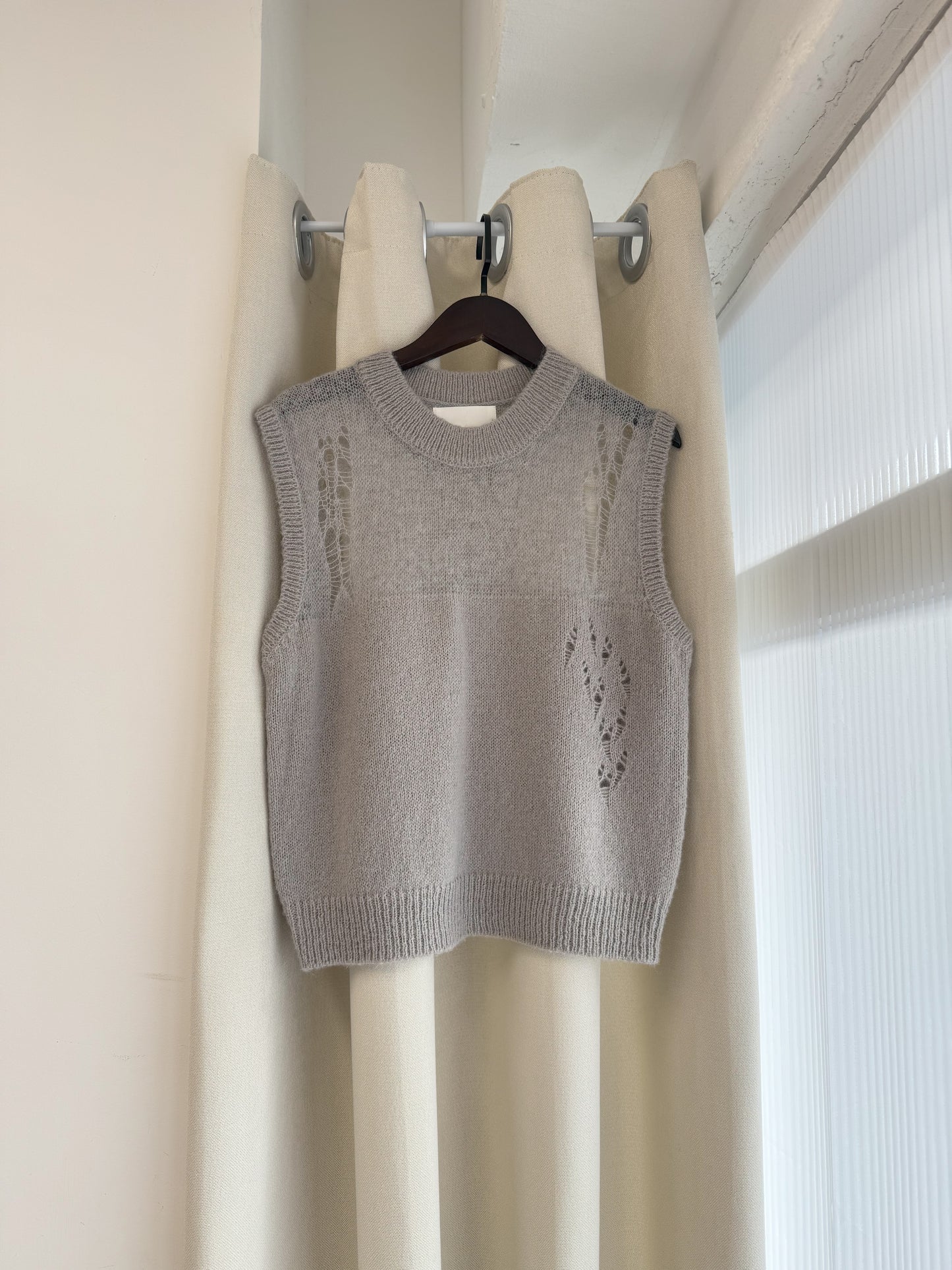 cozy knit vest（green/light grey）（現貨）