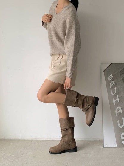 foldable buckle boots(black/brown/beige) (225-250)