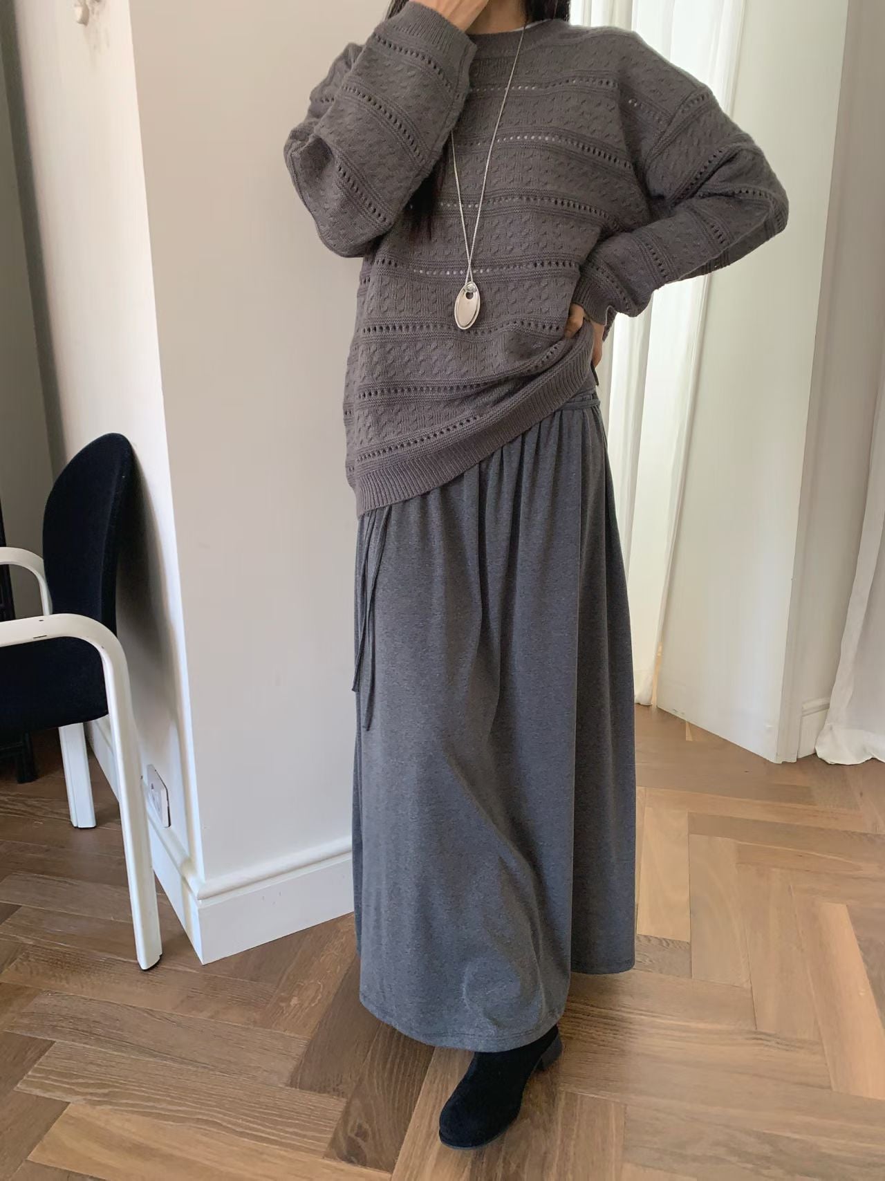 knit pullover with beanie (PRE-ORDER)