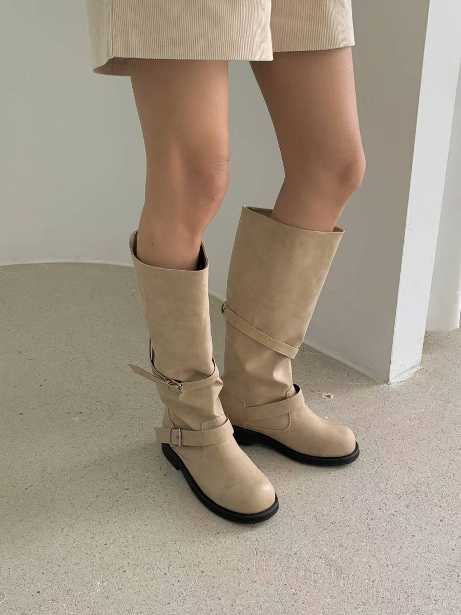 foldable buckle boots(black/brown/beige) (225-250)