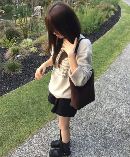 (韓國代購)AEAE WEB LOGO HAIRY KNIT [KHAKI/IVORY/SMOKY BLUE/BLACK/CHARCOAL] <Black Friday~25/11>