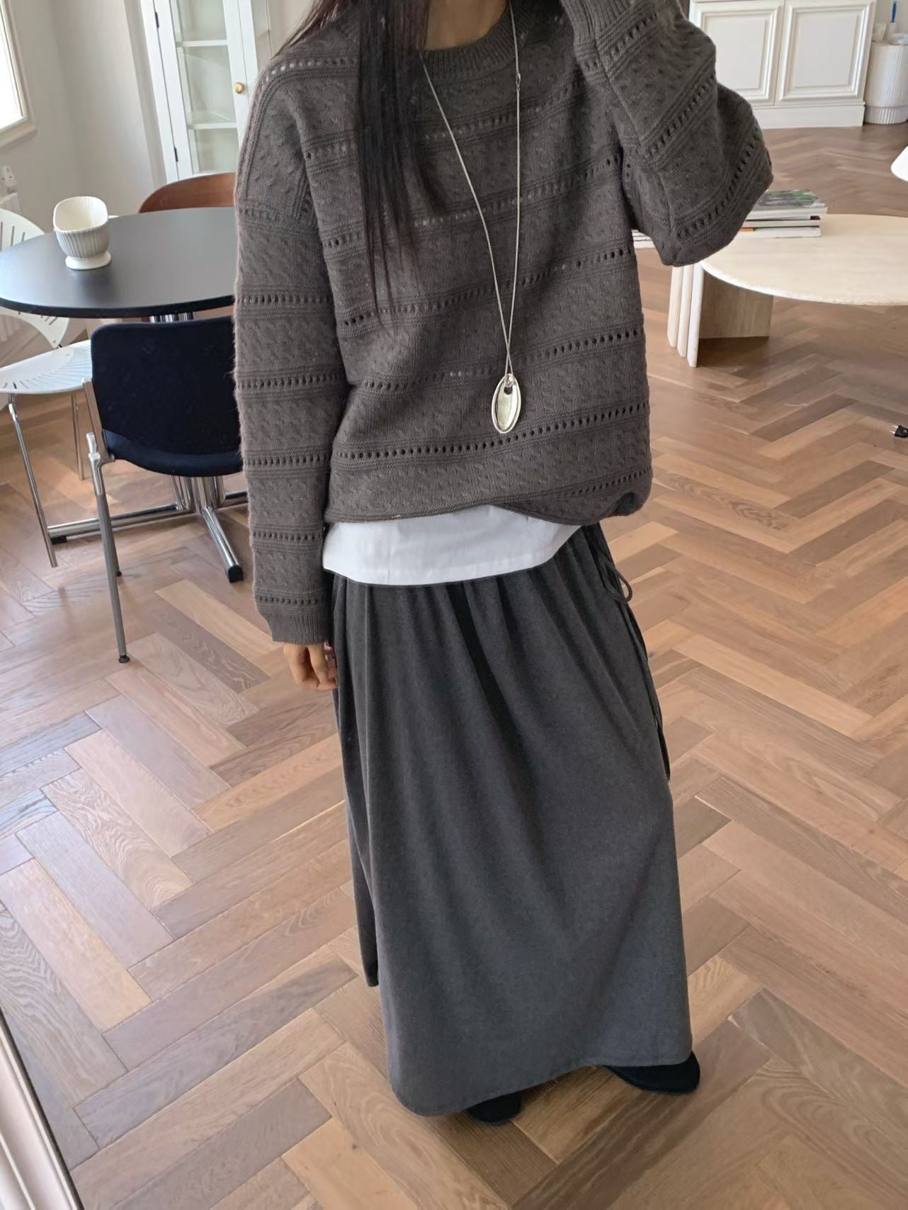 knit pullover with beanie (PRE-ORDER)