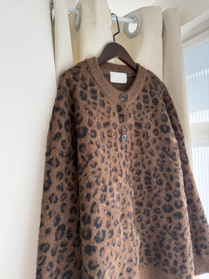 leopard cardigan(grey) 現貨