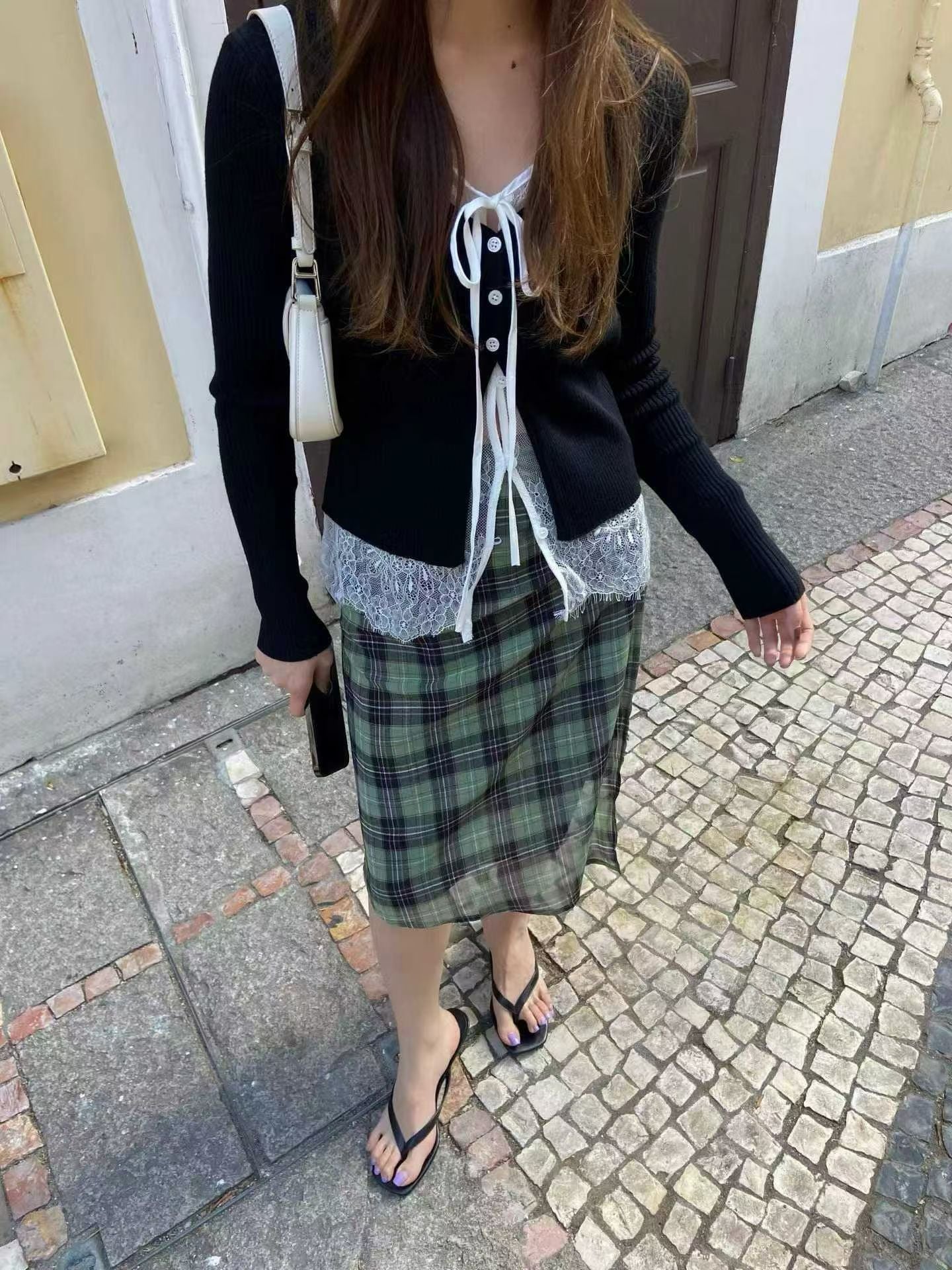 lace knit top(grey/ivory/black)