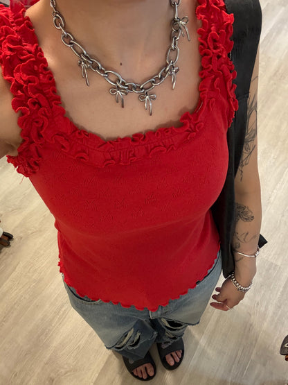 ruffle vest(red/ivory/black) 現貨