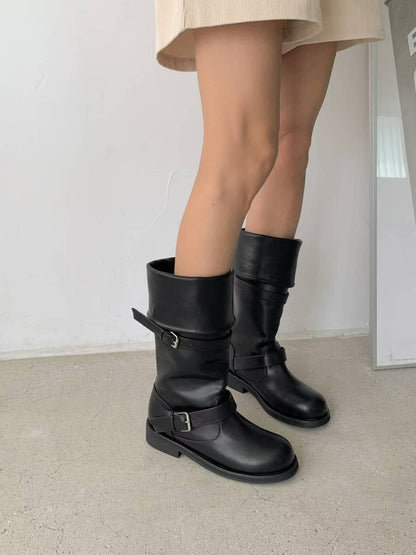 foldable buckle boots(black/brown/beige) (225-250)