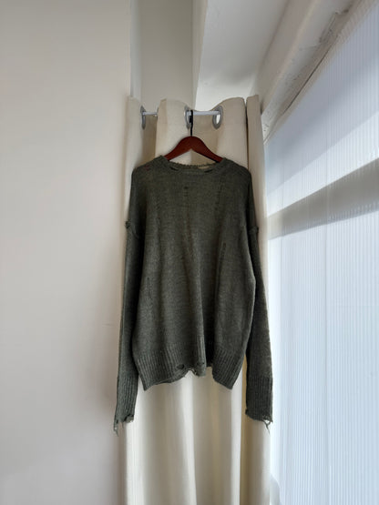 damaged knit top(green)