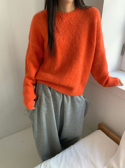 softy knit top (orange/sky blue/pink/grey)