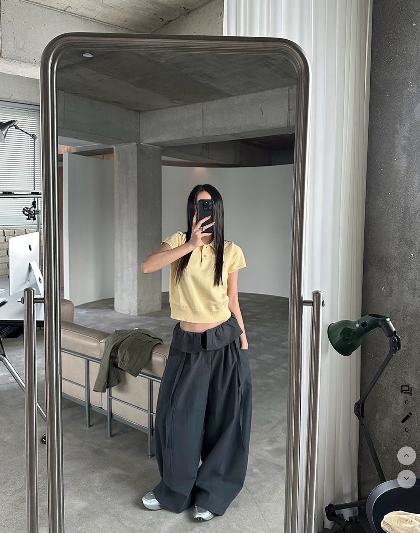 layered balloon pants （beige/black)