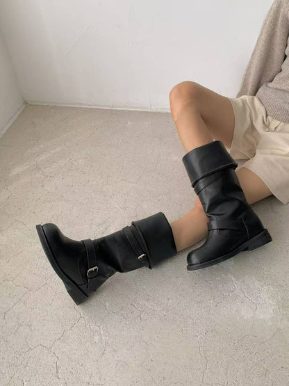 foldable buckle boots(black/brown/beige) (225-250)