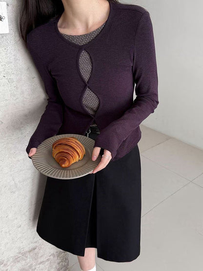 cut out tee(black/purple)