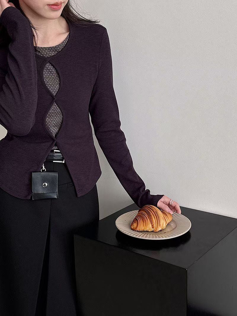 cut out tee(black/purple)