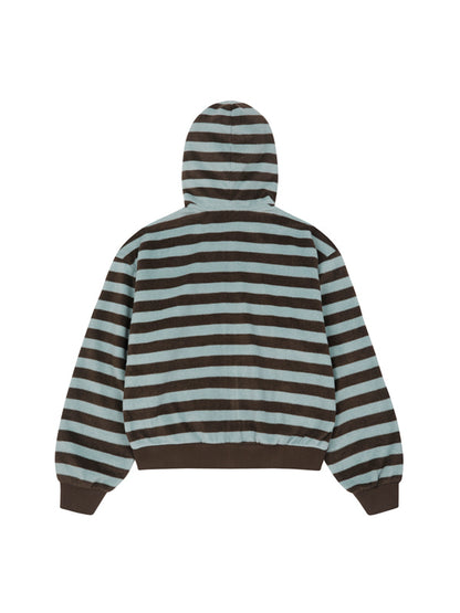 (韓國代購) LSC LOGO STRIPE FLEECE 2-WAY HOODIE ZIP-UP (SKYBLUE)