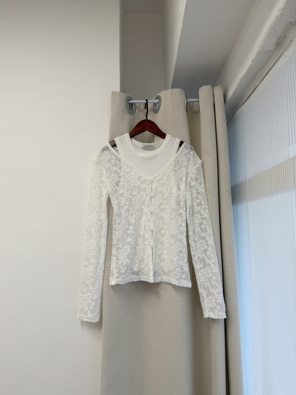 summer sale-lace fafa top(white)