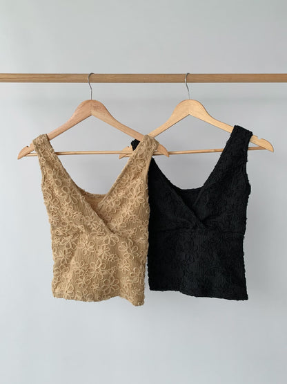 summer sale-fafa crop vest（beige/black）