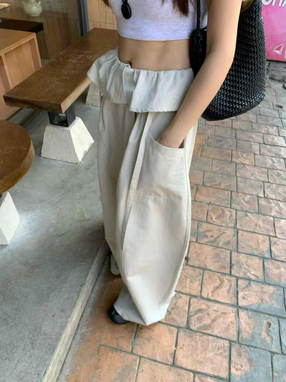 layered balloon pants （beige/black)