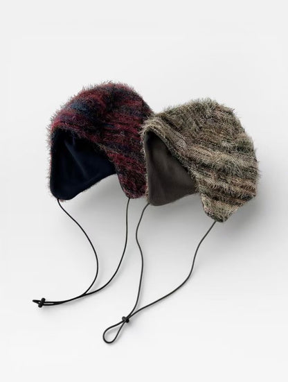 2way striped beanie (red/green）