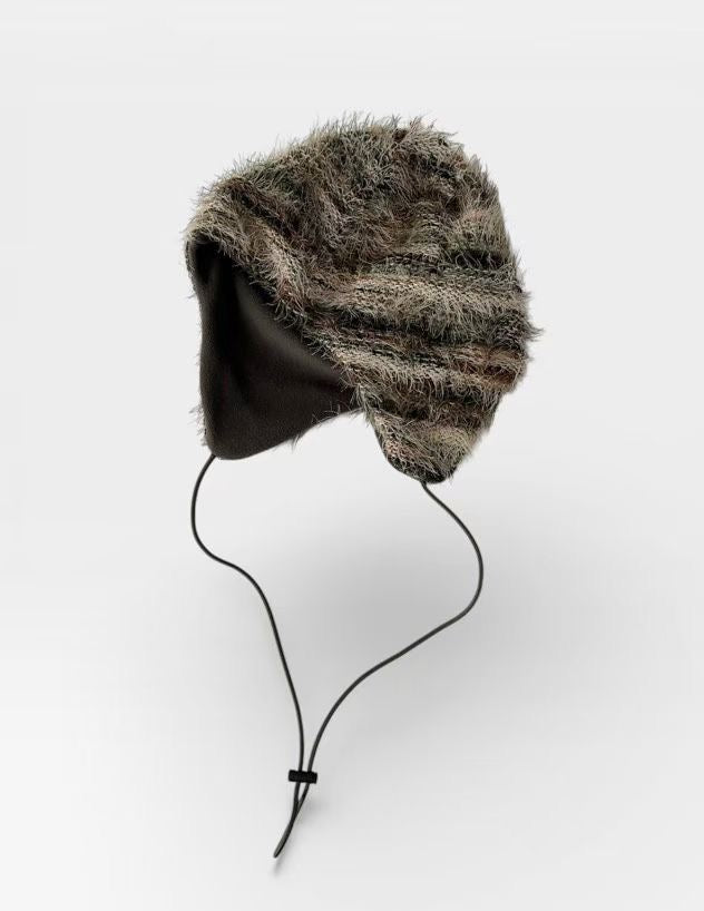 2way striped beanie (red/green）