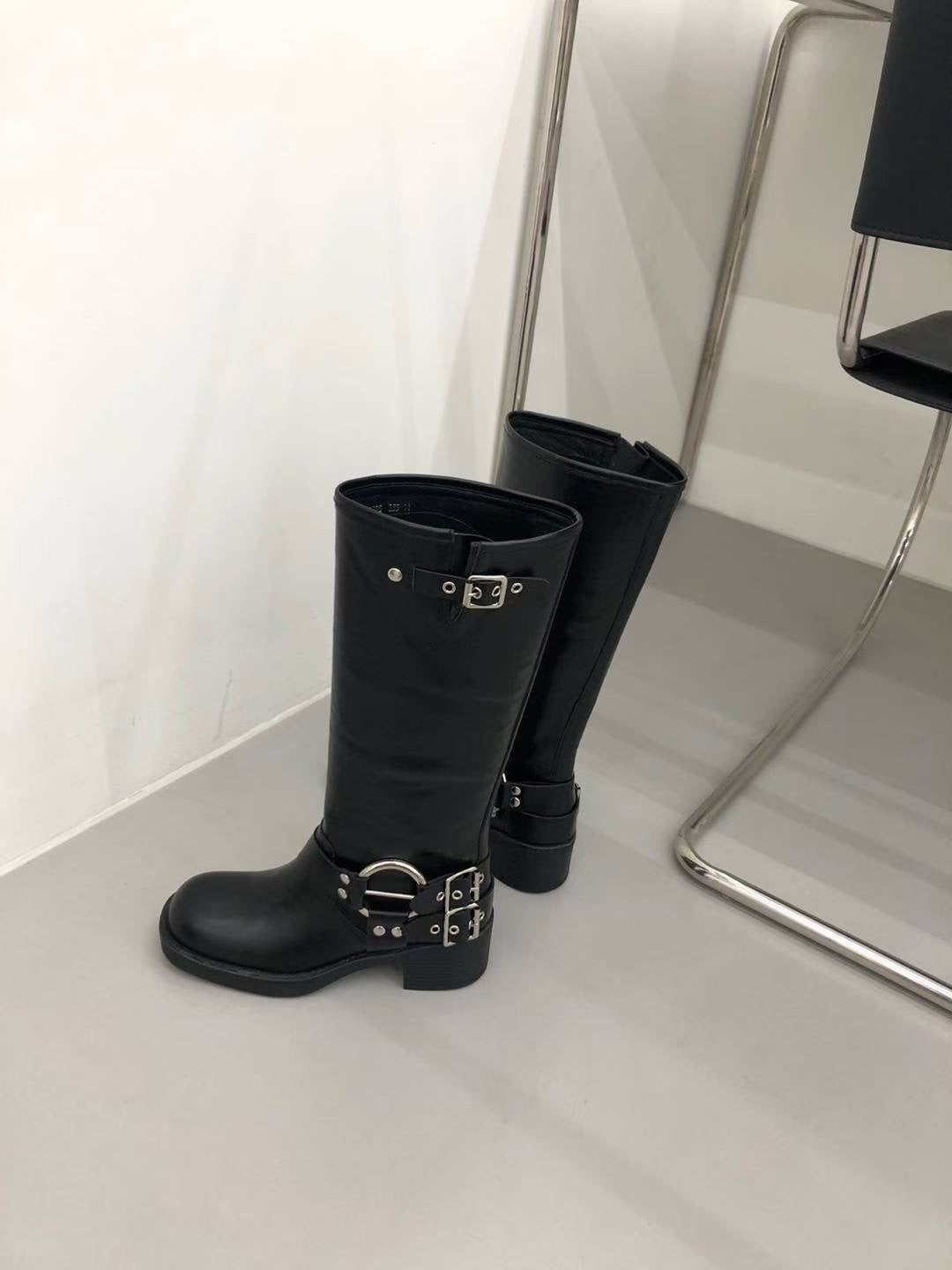 buckle boots (black/brown)(230-250)
