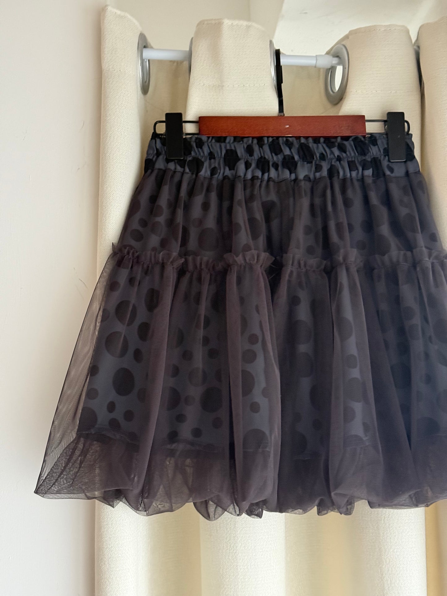 sheer mini skirt(black/grey dots) 灰色現貨