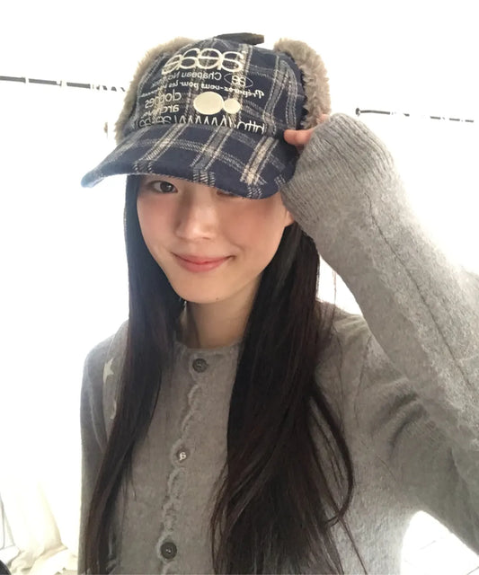 (韓國代購)WEB LOGO TROOPER CAP [BLACK/NAVY]