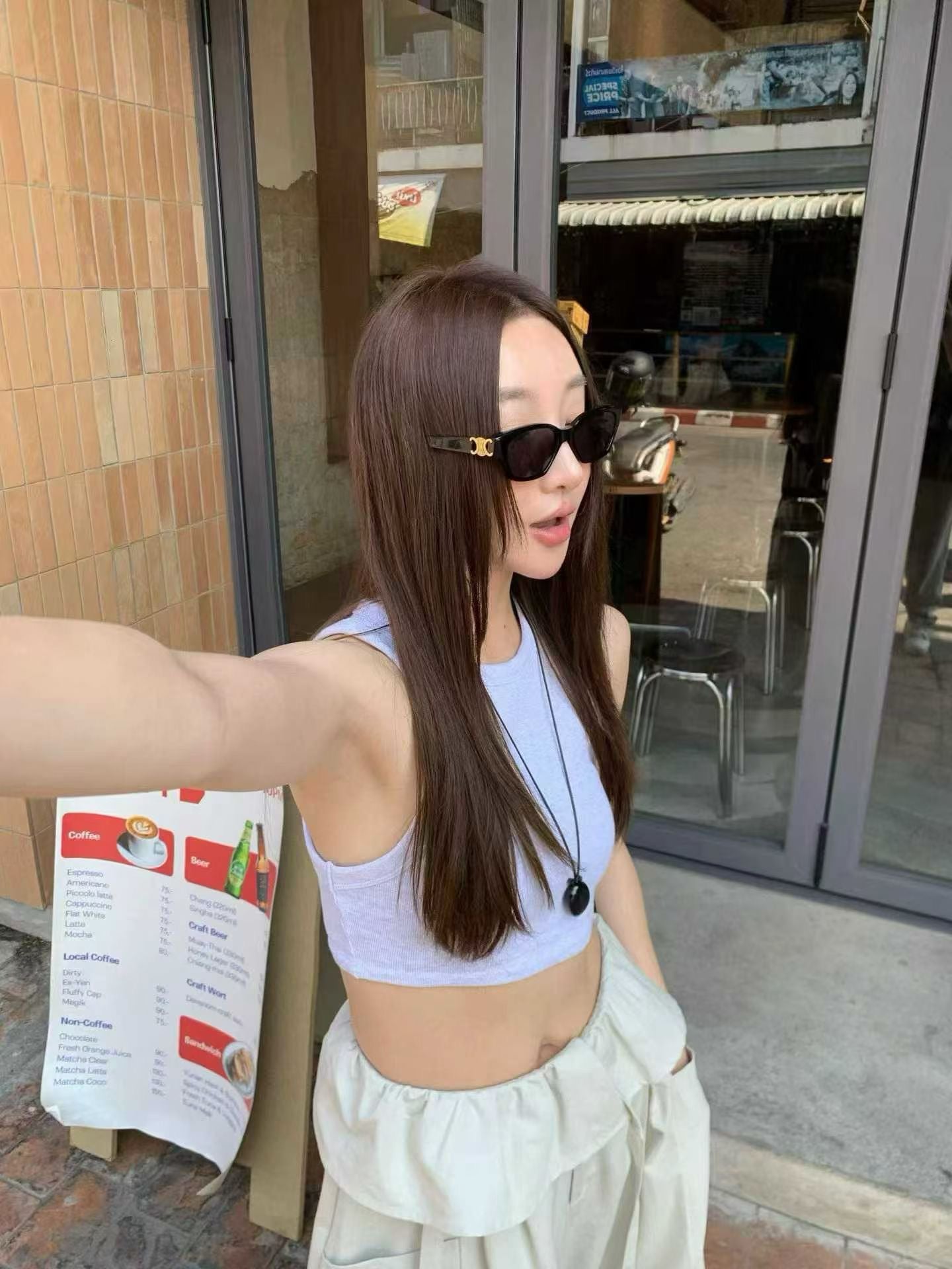 layered balloon pants （beige/black)