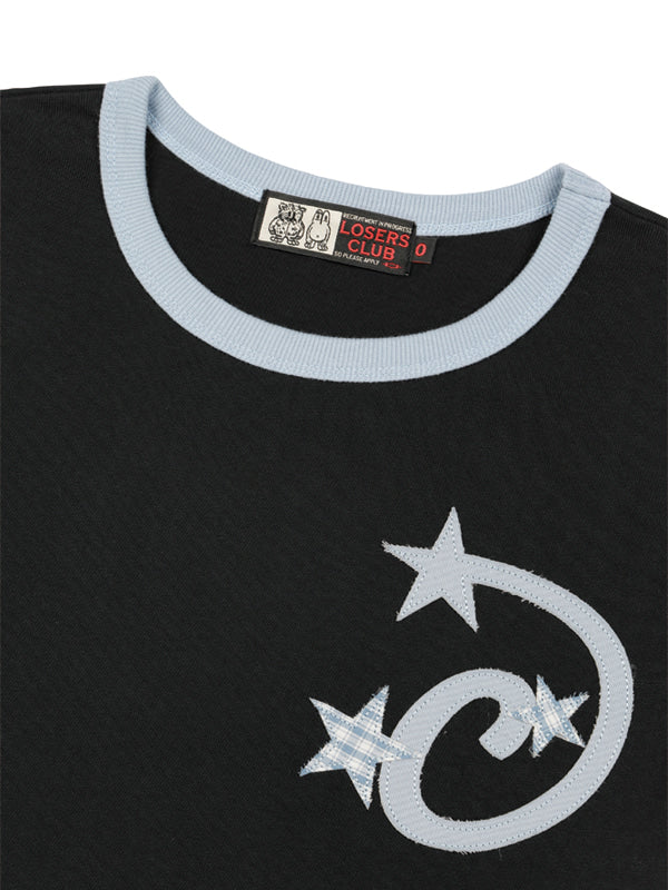 (韓國代購) LOSERSCLUB LSC STAR APPLIQUE CROP RINGER TEE WOMAN (BLACK/WHITE/GRAY)