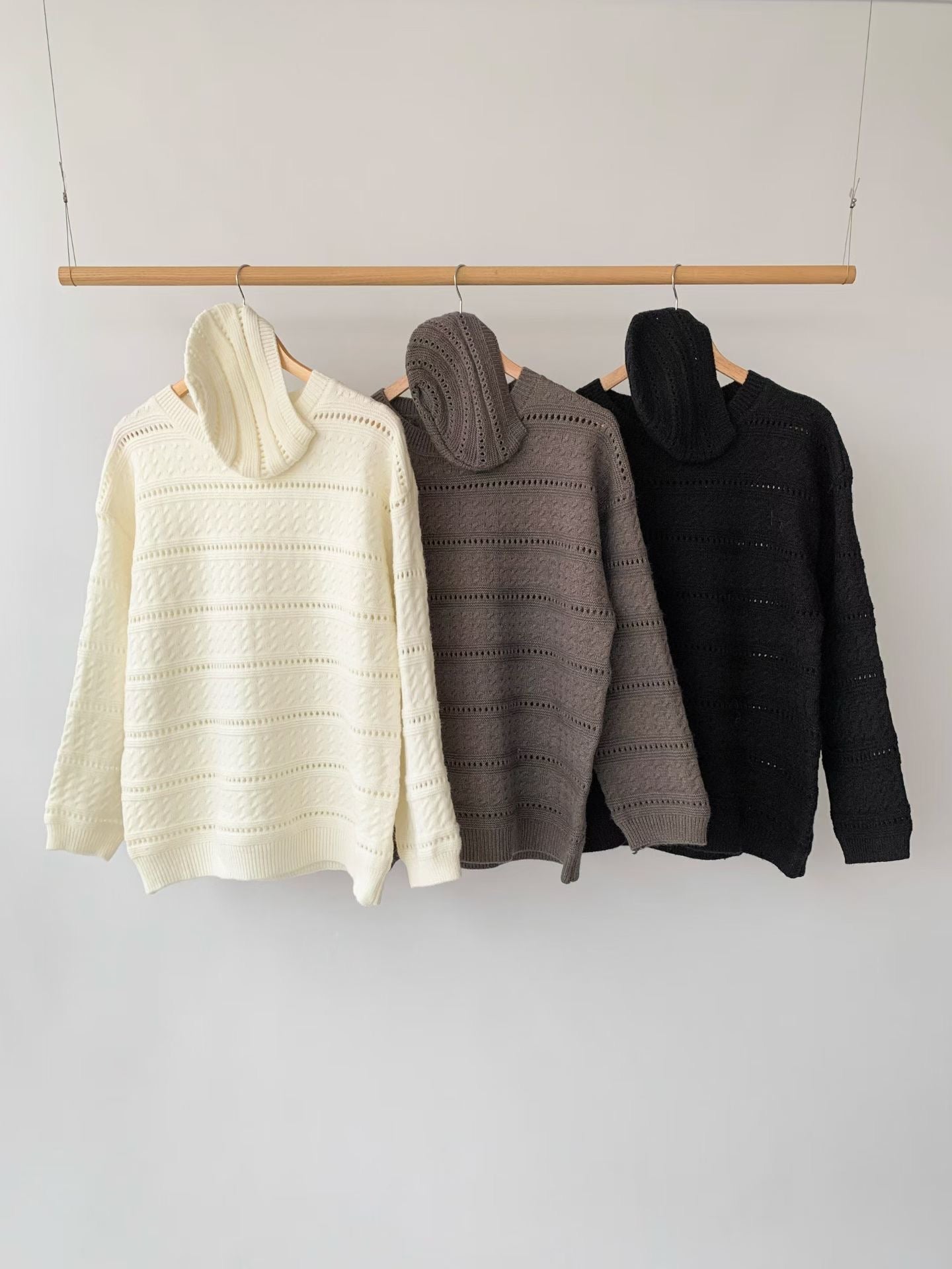 knit pullover with beanie (PRE-ORDER)