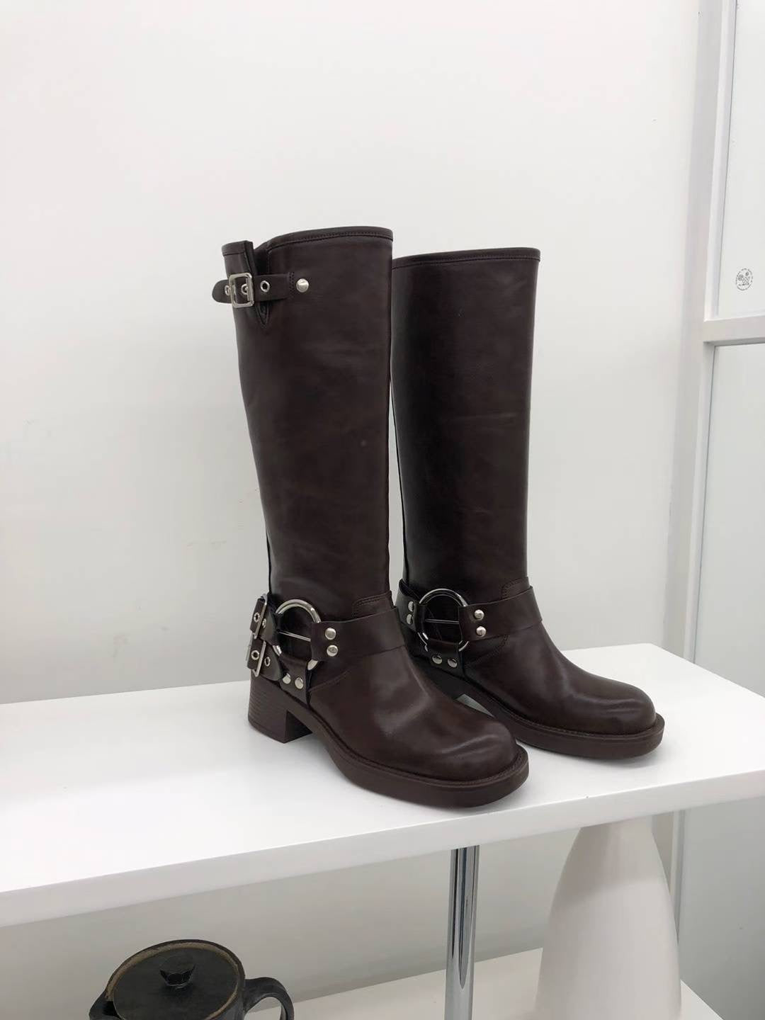 buckle boots (black/brown)(230-250)