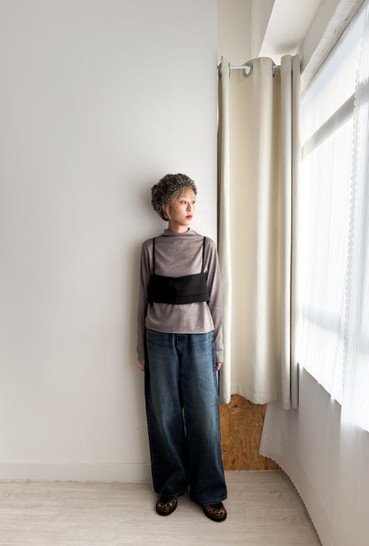 high neck wool top(grey)